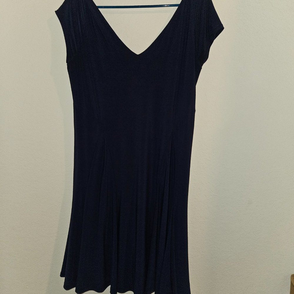 Lauren by Ralph Lauren Navy midi dress. Double lined - Picture 2 of 4